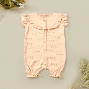 Peach Love Printed Baby Romper