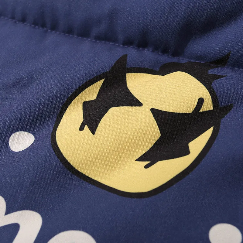 Pentagram Print Stand Collar Padded Coat