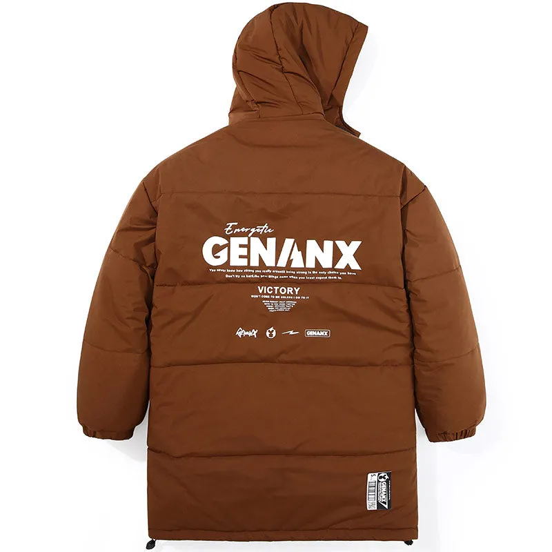 Plain Checkerboard Print Long Padded Coat
