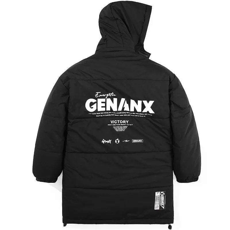Plain Checkerboard Print Long Padded Coat