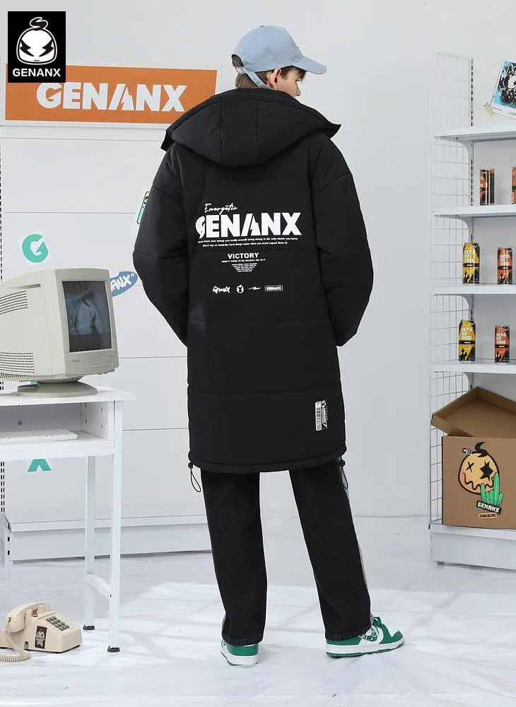 Plain Checkerboard Print Long Padded Coat
