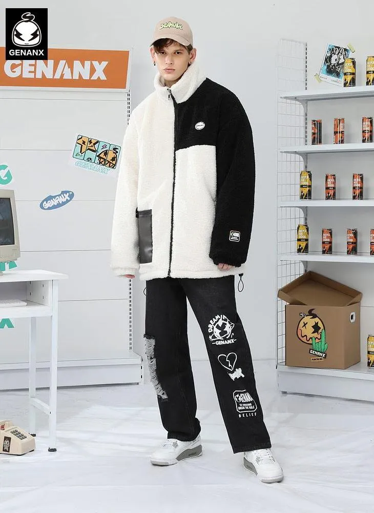 Pocket Stand Collar Fleece Padded Coat