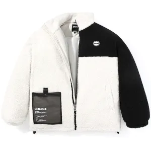 Pocket Stand Collar Fleece Padded Coat