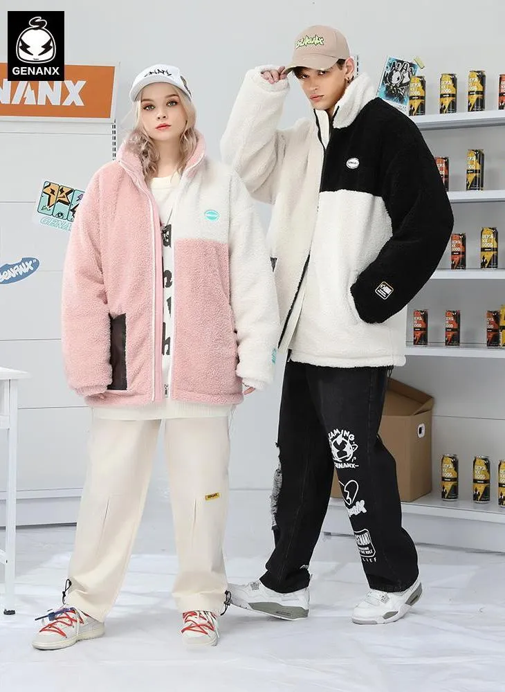 Pocket Stand Collar Fleece Padded Coat