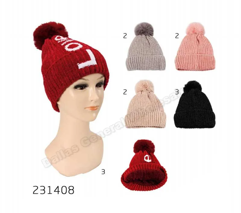 Pom Pom Ball Fur Insulated Beanie Caps Wholesale