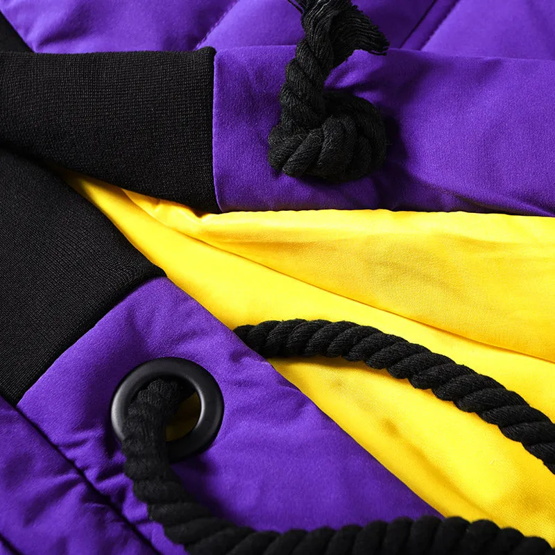 Purple Street Spliced Multi Pockets Padded Coat