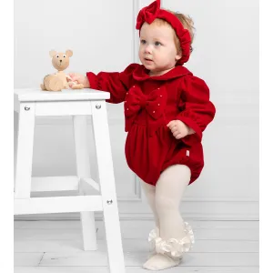 Red Velvet Romper With Headband