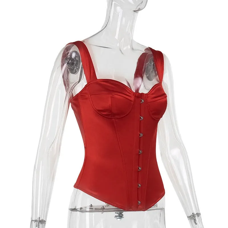Satin Buckled Bodice Tank Top