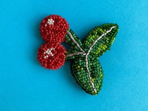 Seed Beads cherry brooch