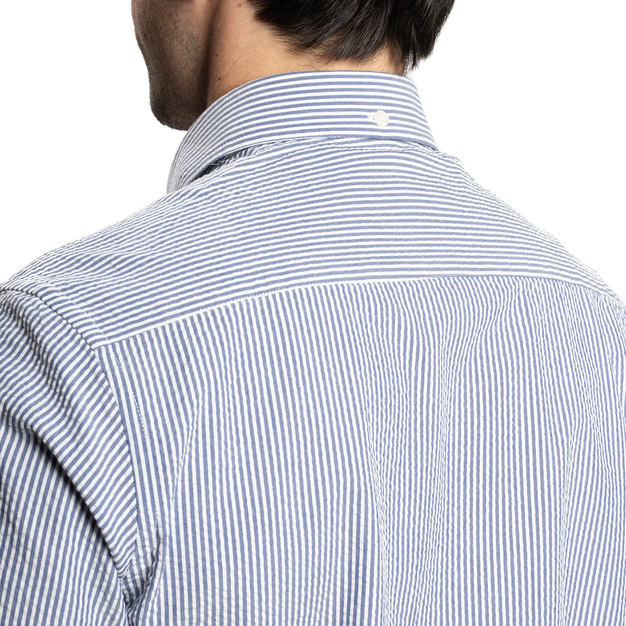 Seersucker Short Sleever - Navy Stripe