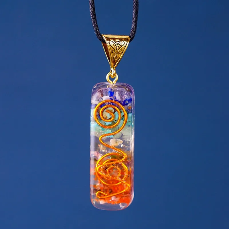 Seven Veins Energy Pendant Necklace For Women Men Orgone Energy Healing Pendant Rainbow Crystal Stones Necklace