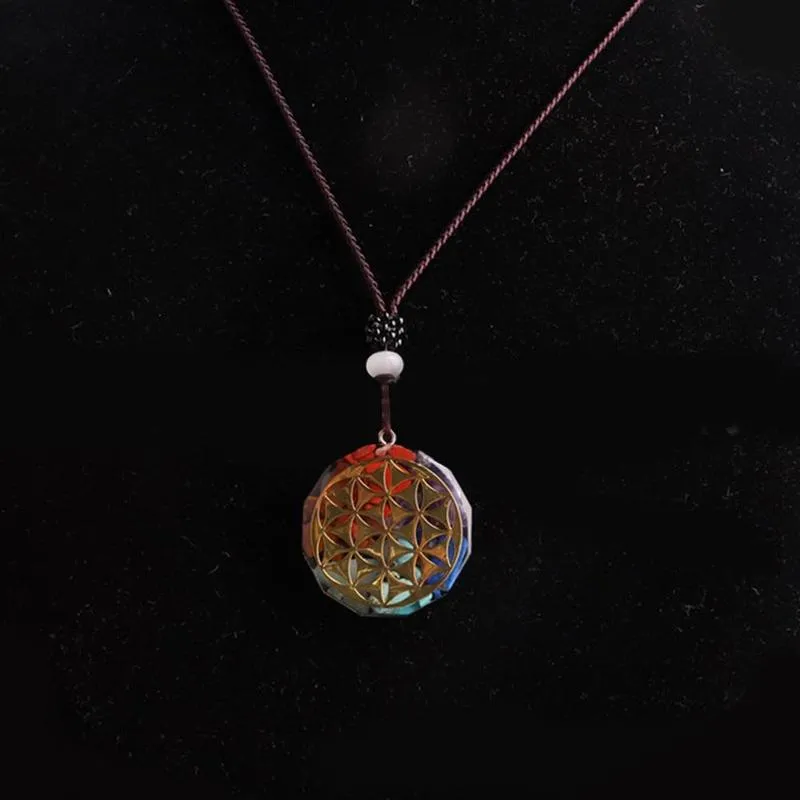 Seven Veins Energy Pendant Necklace For Women Men Orgone Energy Healing Pendant Rainbow Crystal Stones Necklace