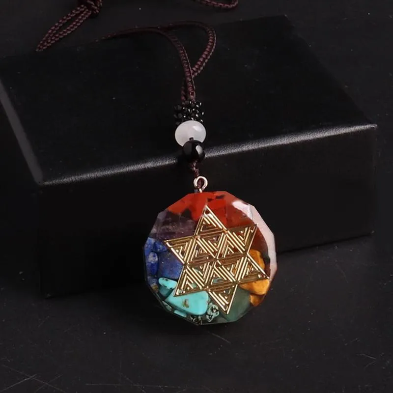 Seven Veins Energy Pendant Necklace For Women Men Orgone Energy Healing Pendant Rainbow Crystal Stones Necklace