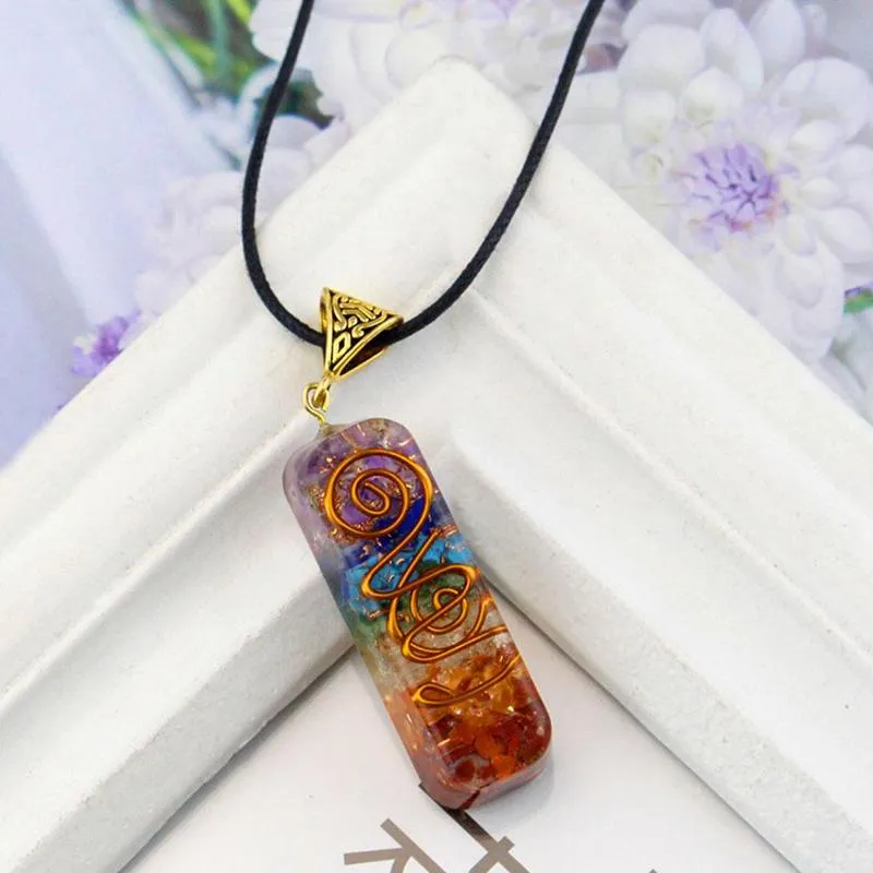 Seven Veins Energy Pendant Necklace For Women Men Orgone Energy Healing Pendant Rainbow Crystal Stones Necklace