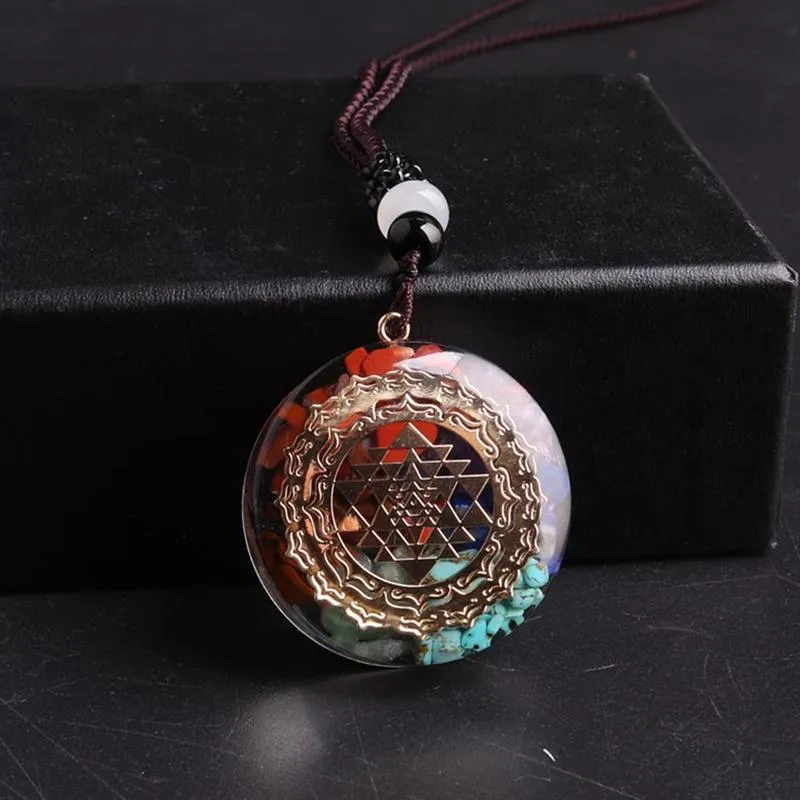 Seven Veins Energy Pendant Necklace For Women Men Orgone Energy Healing Pendant Rainbow Crystal Stones Necklace