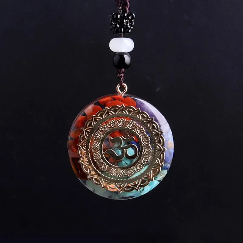 Seven Veins Energy Pendant Necklace For Women Men Orgone Energy Healing Pendant Rainbow Crystal Stones Necklace