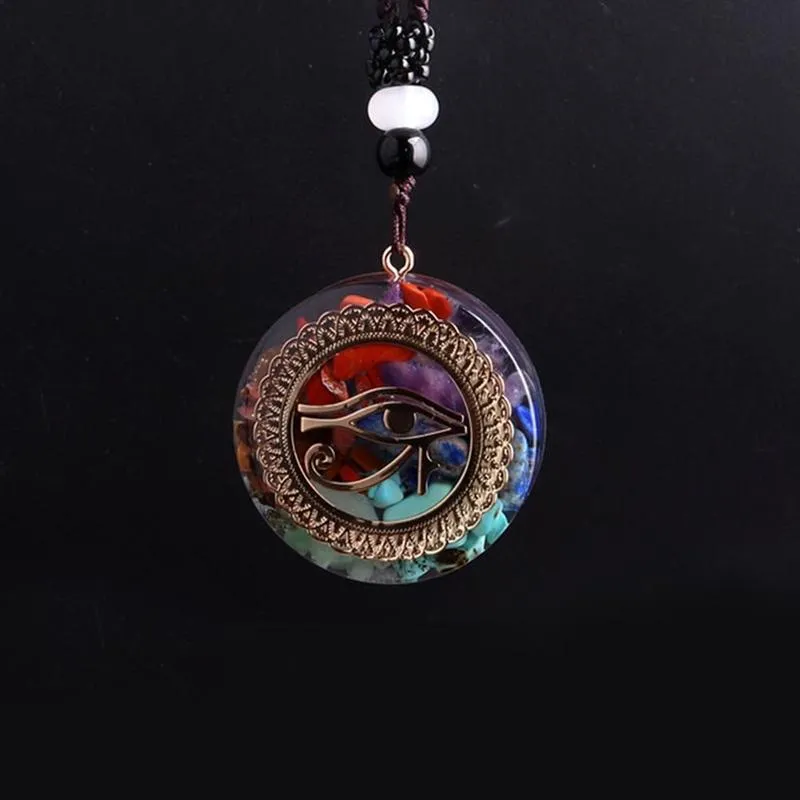 Seven Veins Energy Pendant Necklace For Women Men Orgone Energy Healing Pendant Rainbow Crystal Stones Necklace