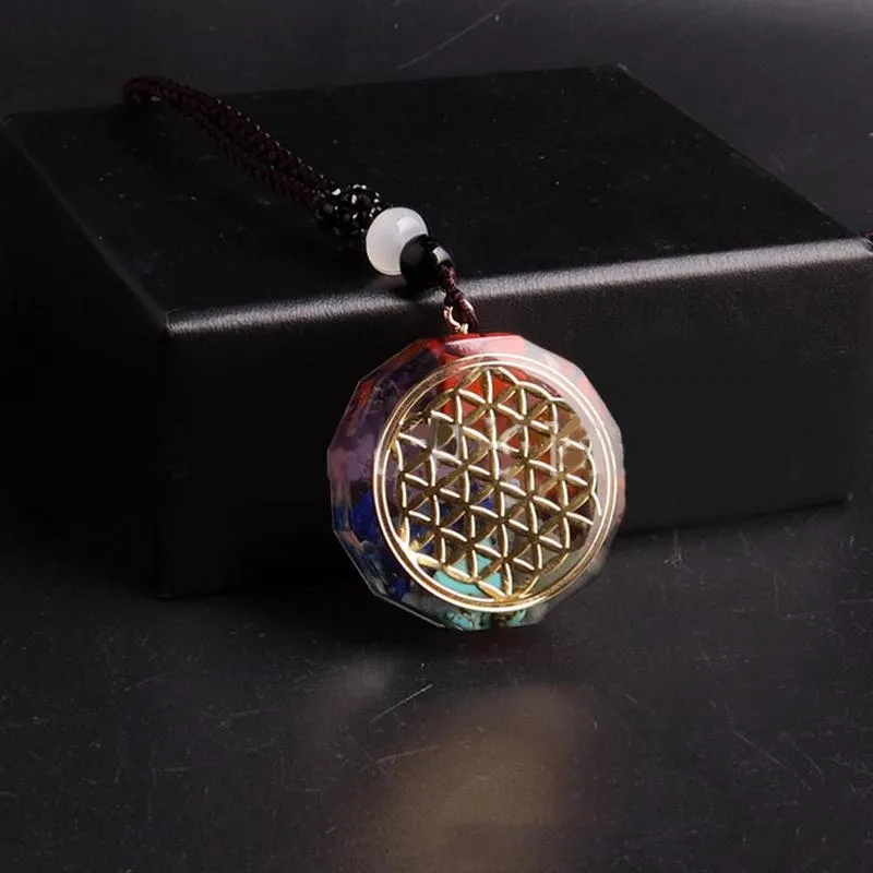 Seven Veins Energy Pendant Necklace For Women Men Orgone Energy Healing Pendant Rainbow Crystal Stones Necklace