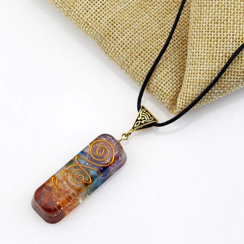 Seven Veins Energy Pendant Necklace For Women Men Orgone Energy Healing Pendant Rainbow Crystal Stones Necklace