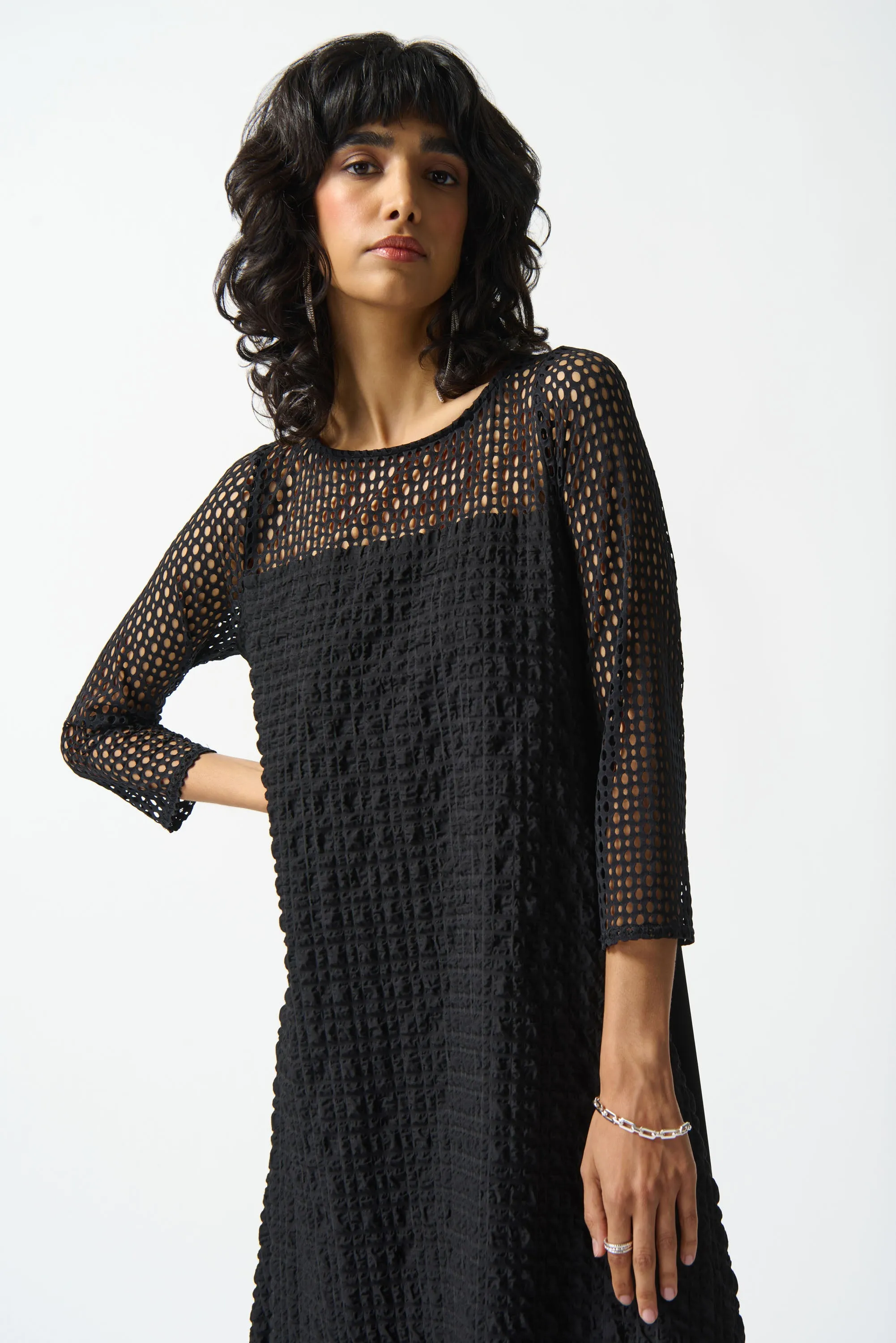 Silky Knit and Seersucker Handkerchief Dress