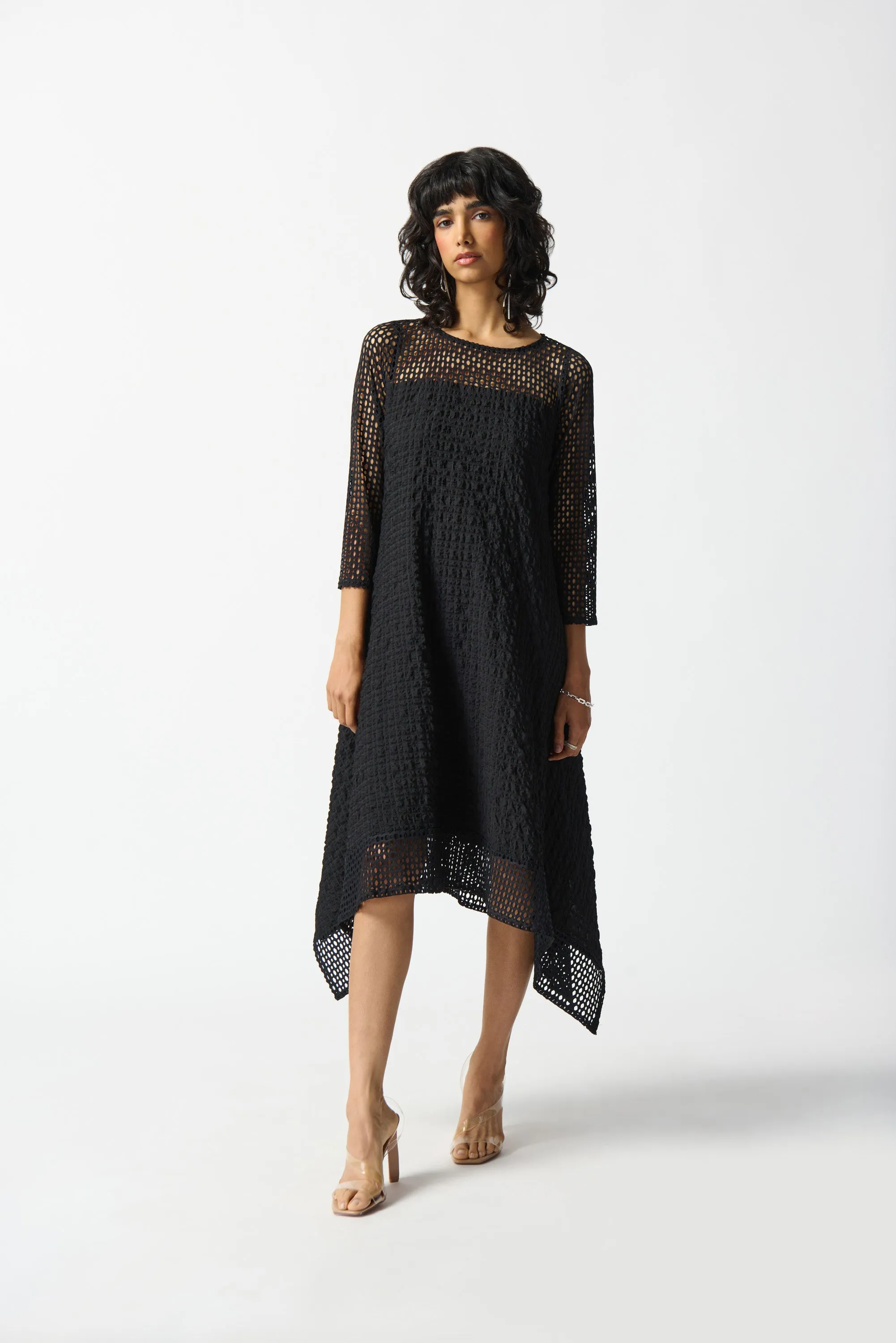 Silky Knit and Seersucker Handkerchief Dress