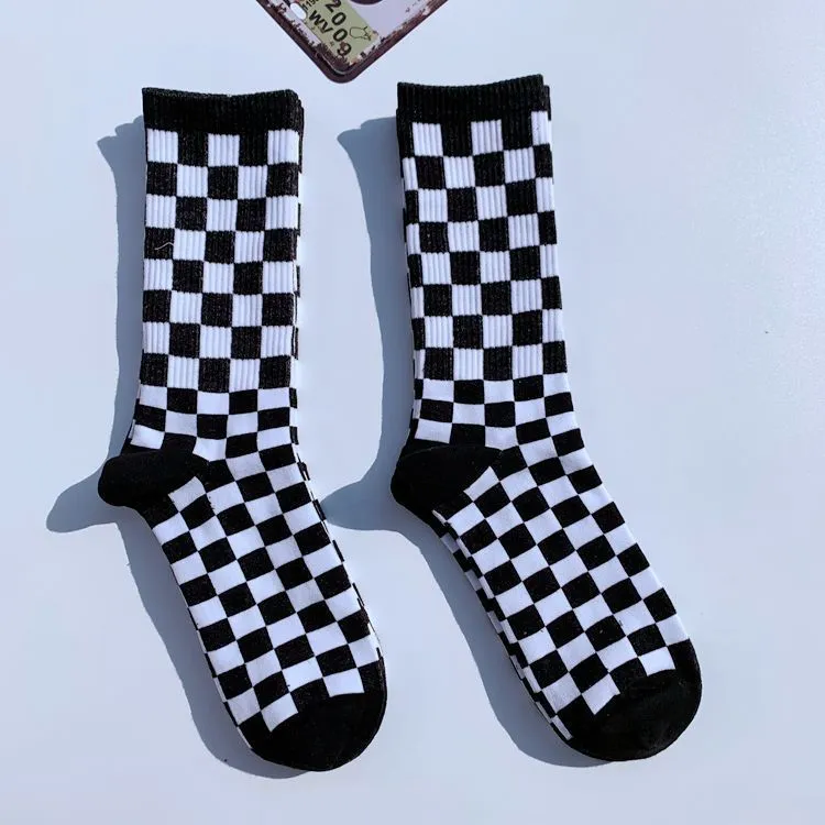 Socks Chessboard Socks Trendy Street European And American