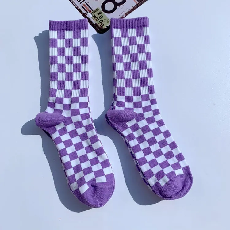 Socks Chessboard Socks Trendy Street European And American