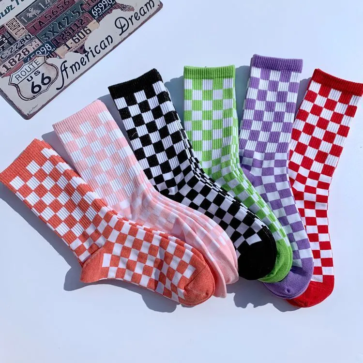 Socks Chessboard Socks Trendy Street European And American