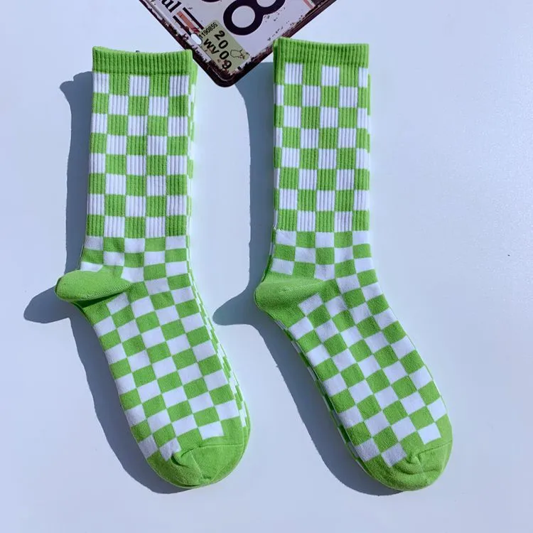 Socks Chessboard Socks Trendy Street European And American