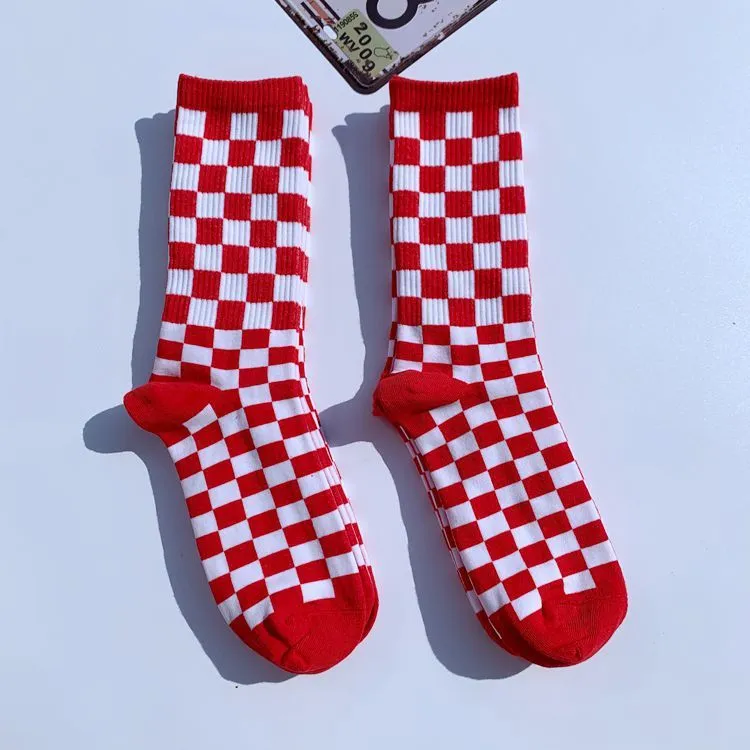 Socks Chessboard Socks Trendy Street European And American