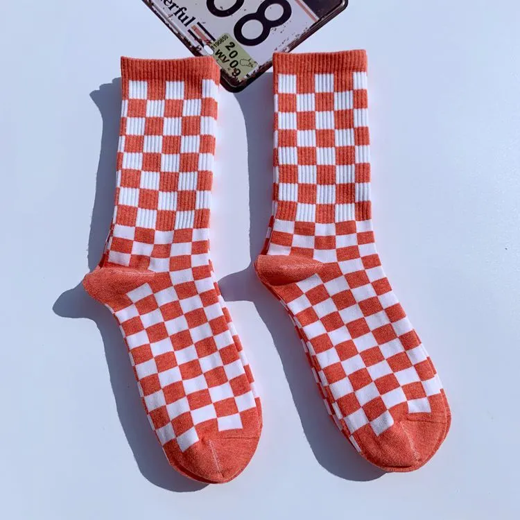 Socks Chessboard Socks Trendy Street European And American