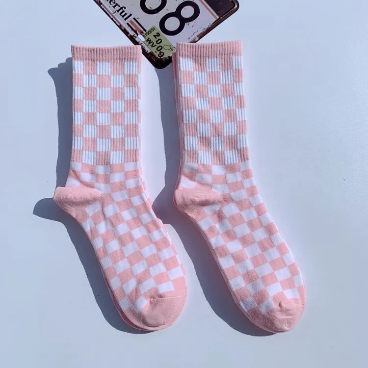 Socks Chessboard Socks Trendy Street European And American