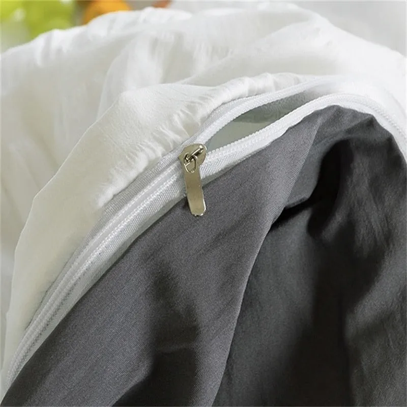 【SODE OUT】Yeknu Simple Solid Binding Bedding Set White Blue Queen King 220x240 Size Duvet Cover Set 200x230 Bed Quilt Cover Bedclothes For Home