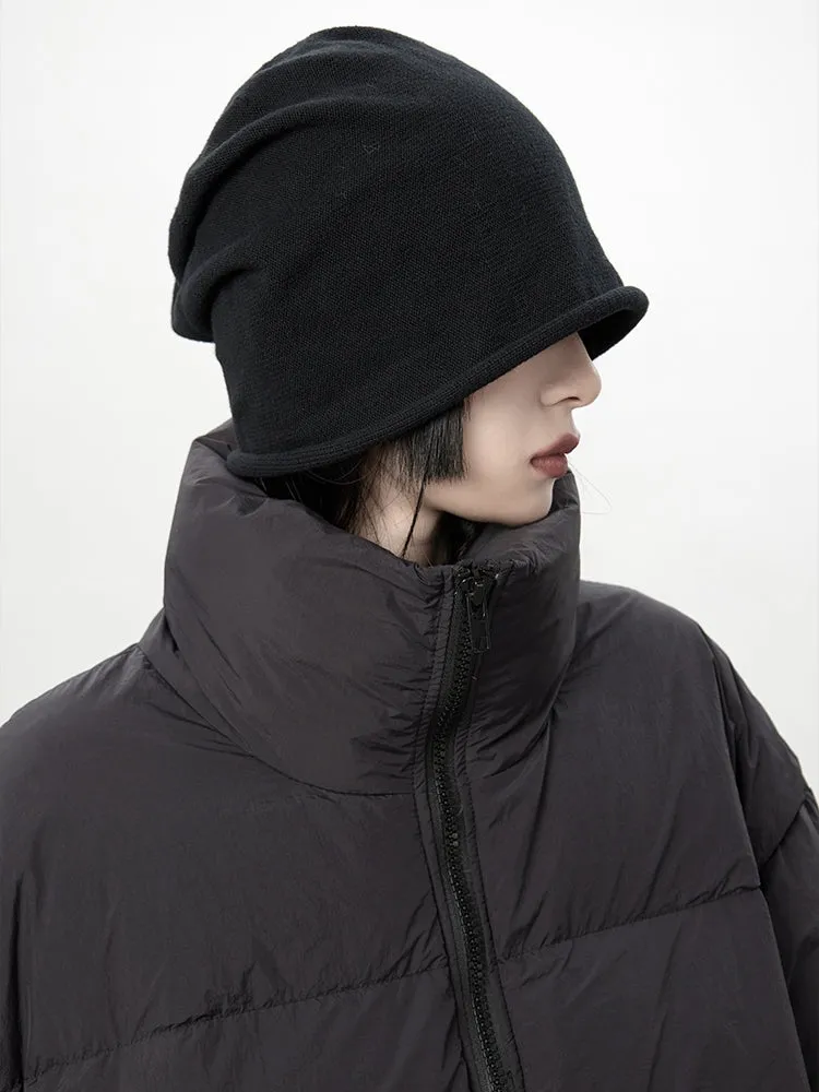 Stand-Neck Plain Long-Coat Down-Coat