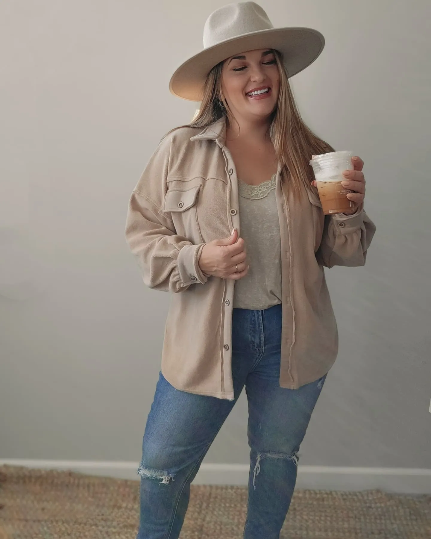 Sunset FLeece Oversized Shacket-Tan