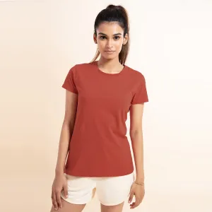 Super Comfy Cotton Stretch Classic Solid T-Shirt-NYLE216-Essential Stretch Cotton Tee In Relaxed Fit , Nykd All Day-NYLE216-Hot Sauce