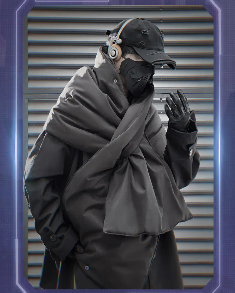 Techwear Detachable Shoulder Cape Long Coat