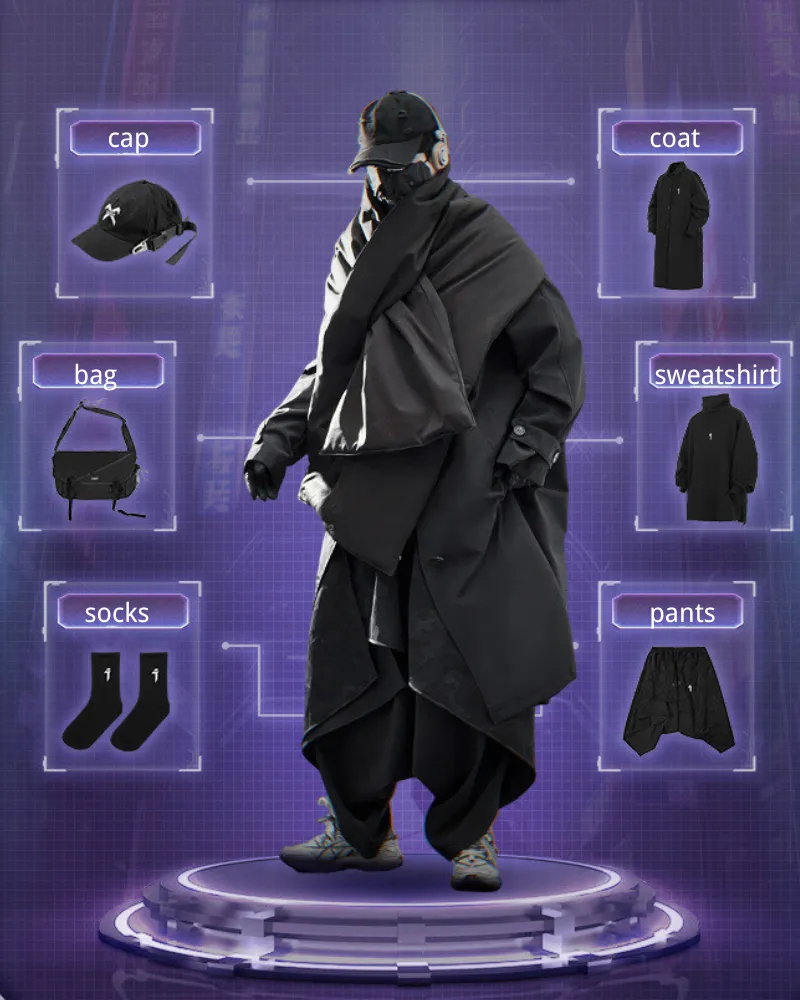 Techwear Detachable Shoulder Cape Long Coat