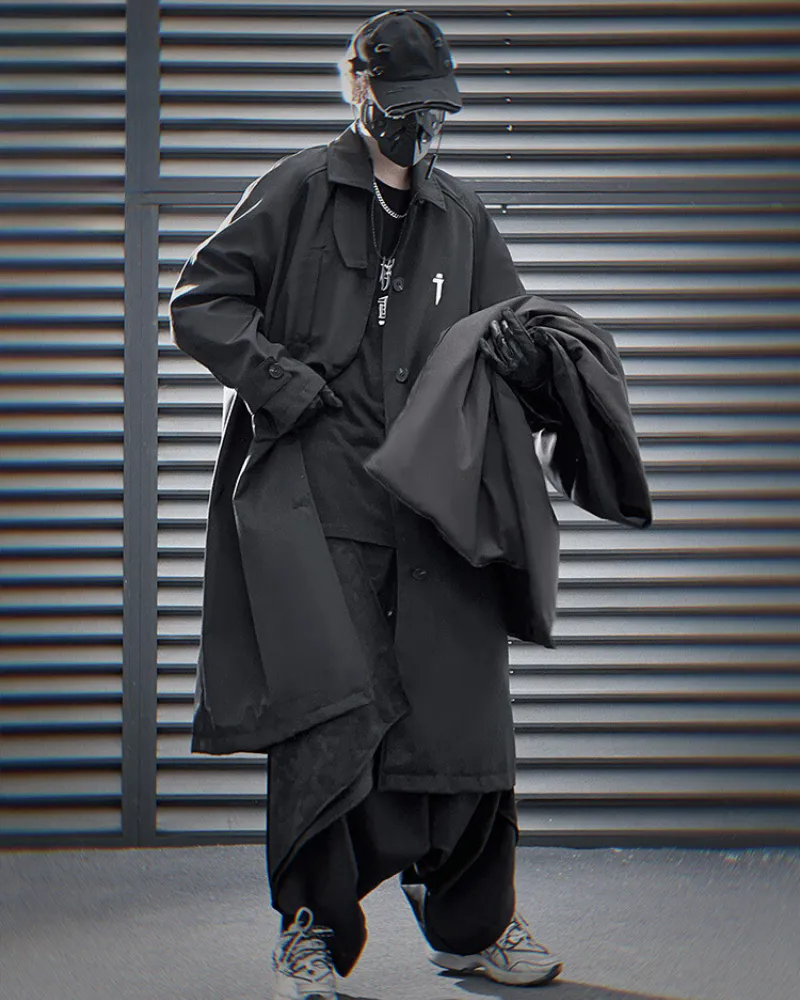 Techwear Detachable Shoulder Cape Long Coat