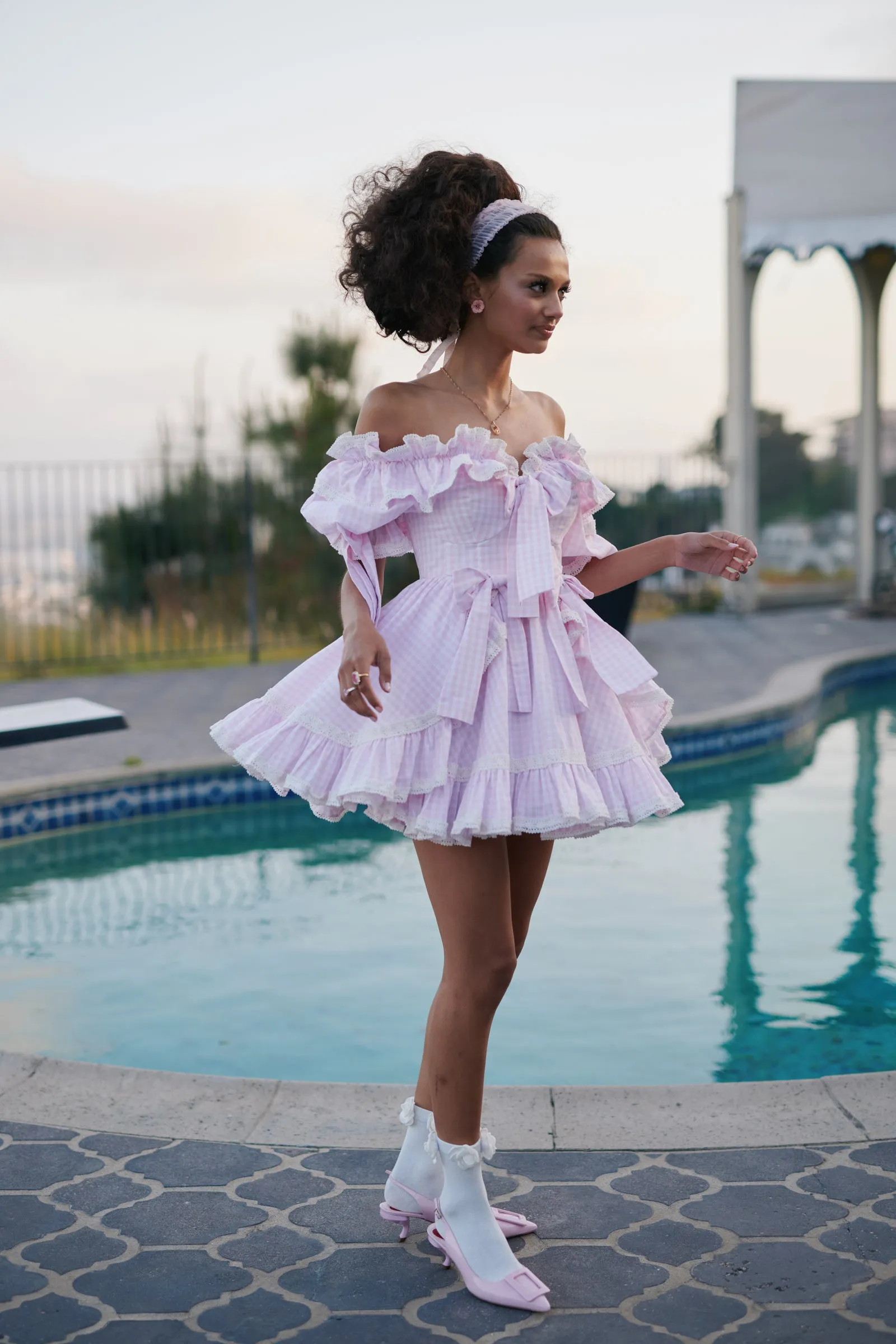 The Pink Gingham Mini Carriage Dress