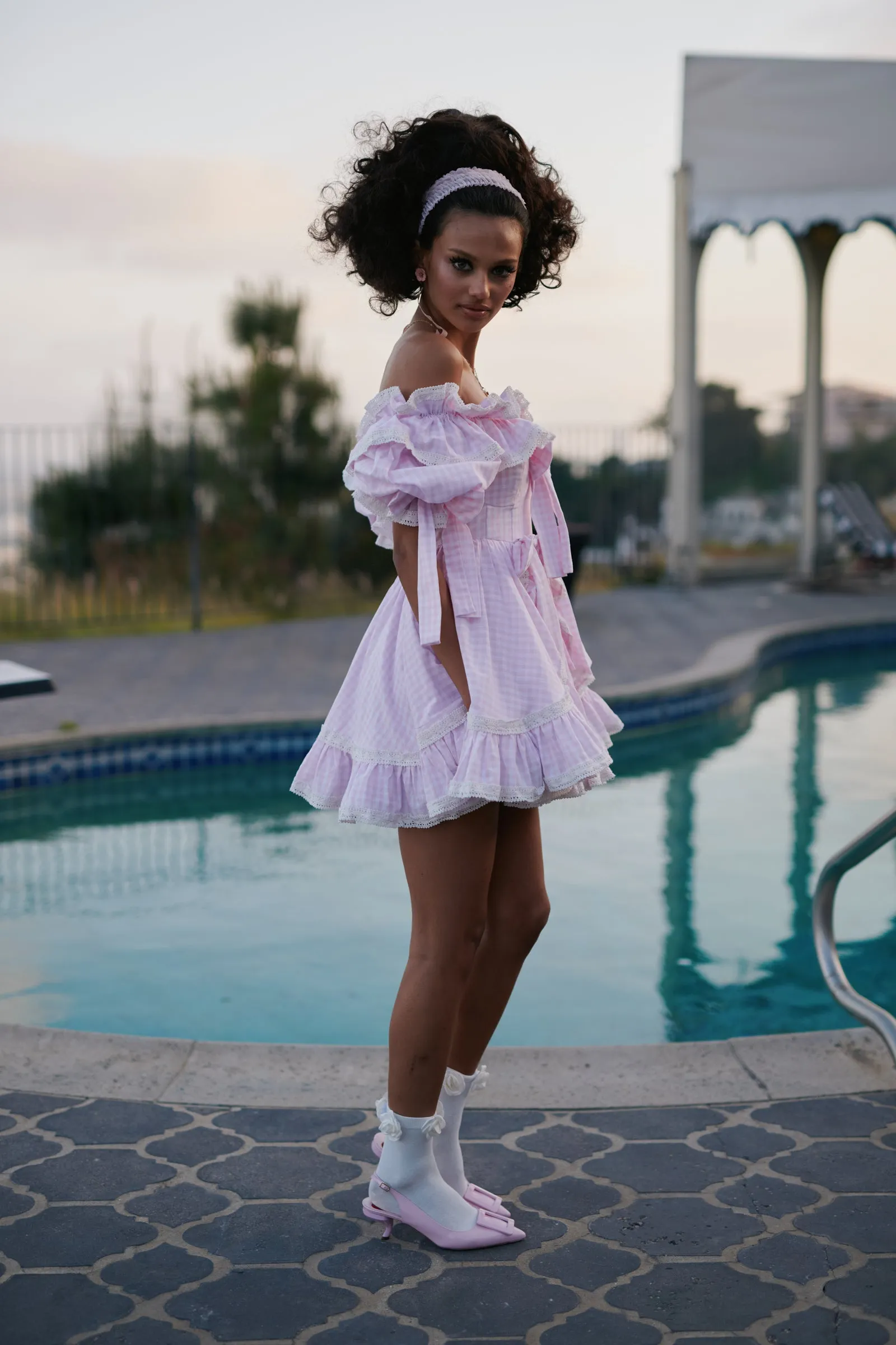 The Pink Gingham Mini Carriage Dress