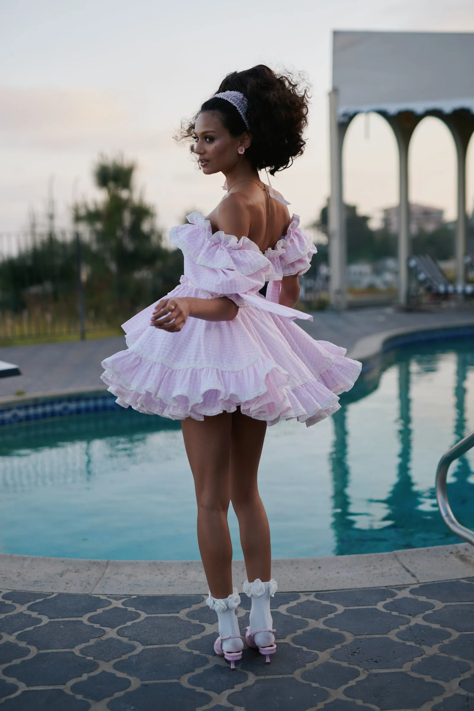 The Pink Gingham Mini Carriage Dress