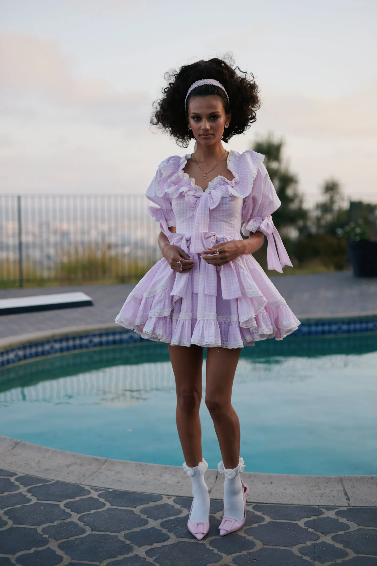 The Pink Gingham Mini Carriage Dress