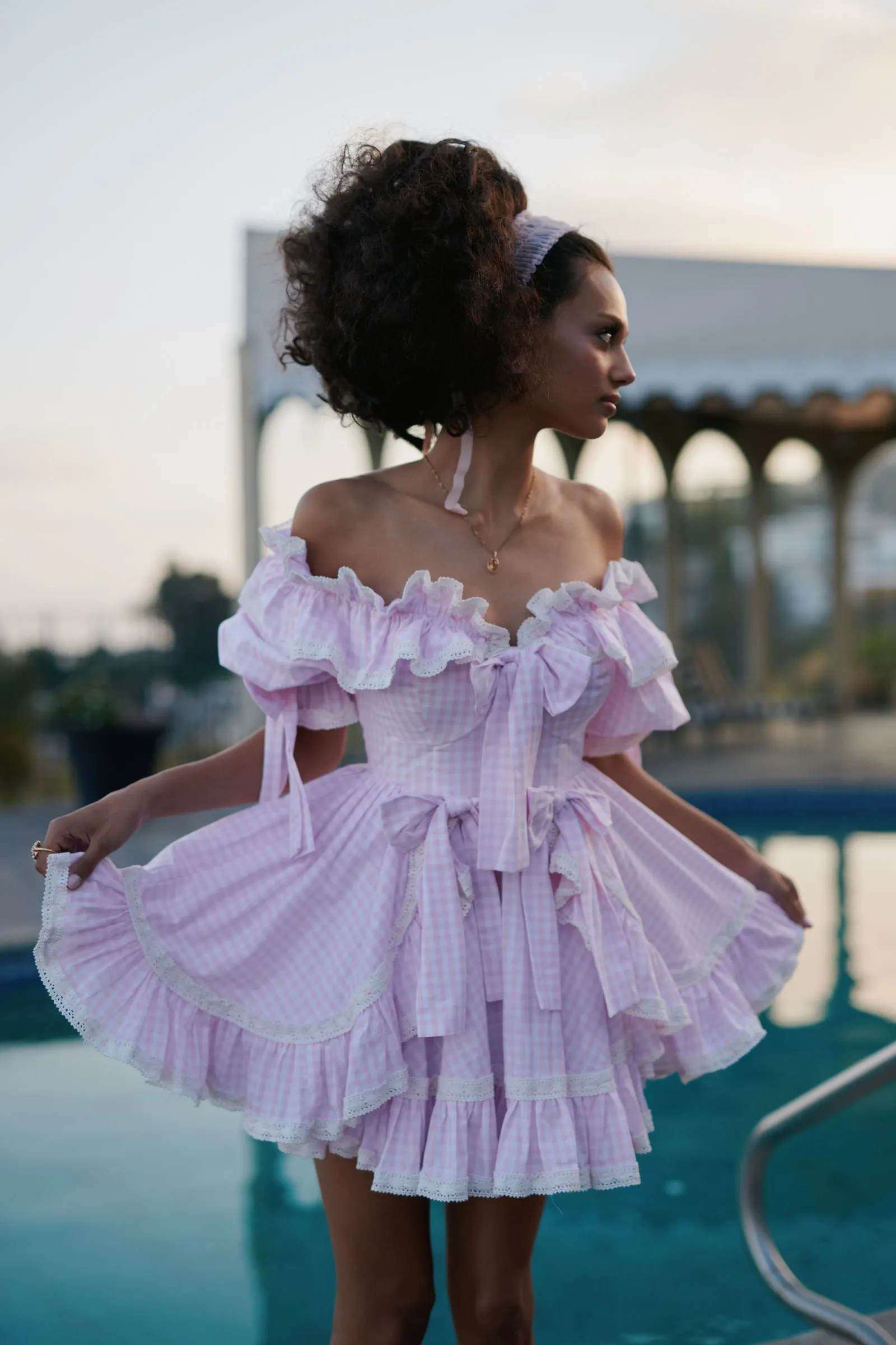 The Pink Gingham Mini Carriage Dress