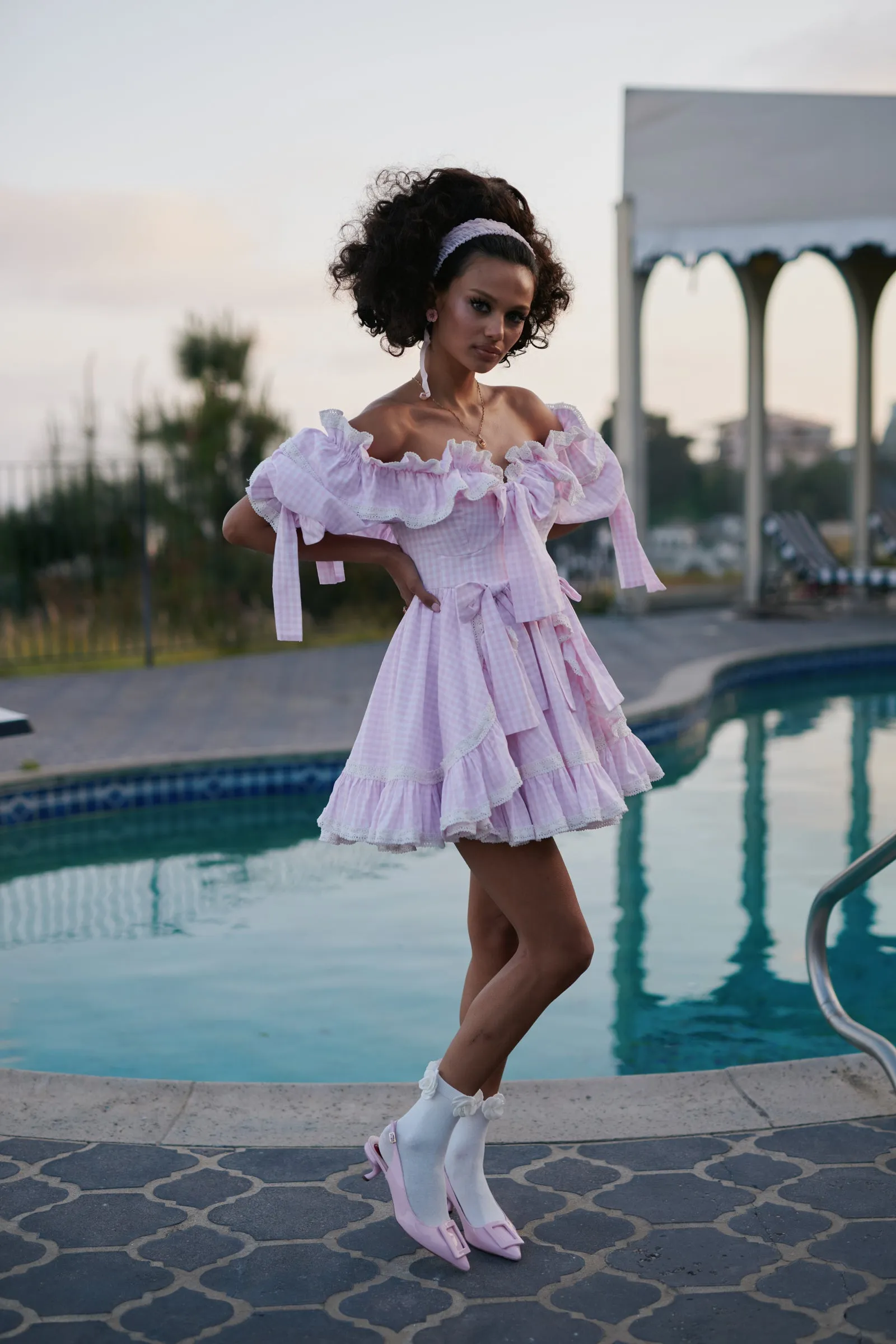 The Pink Gingham Mini Carriage Dress