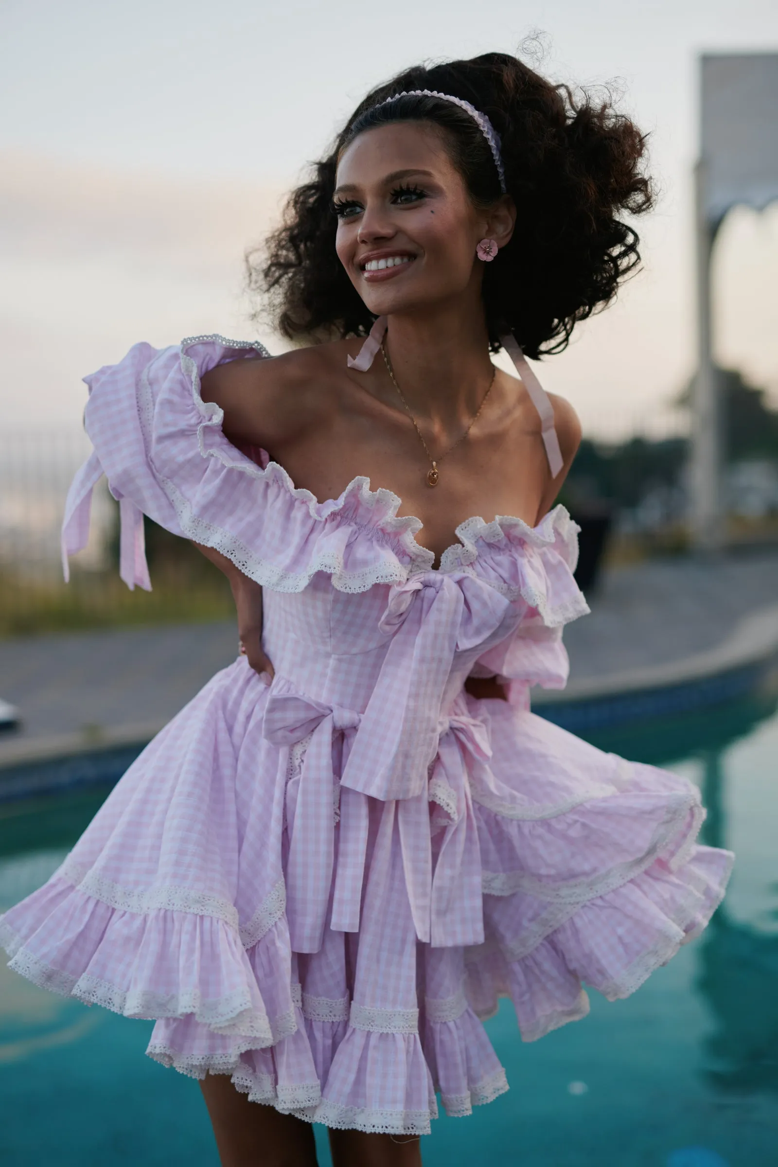 The Pink Gingham Mini Carriage Dress