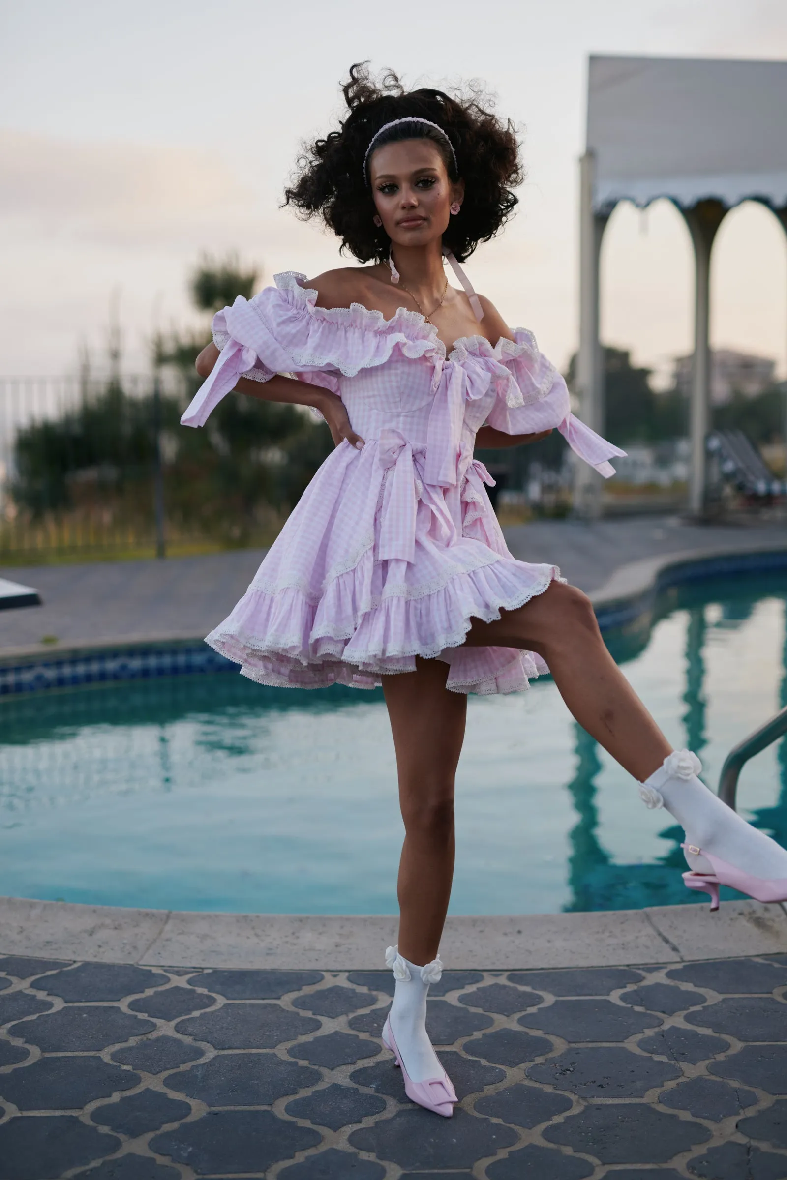 The Pink Gingham Mini Carriage Dress