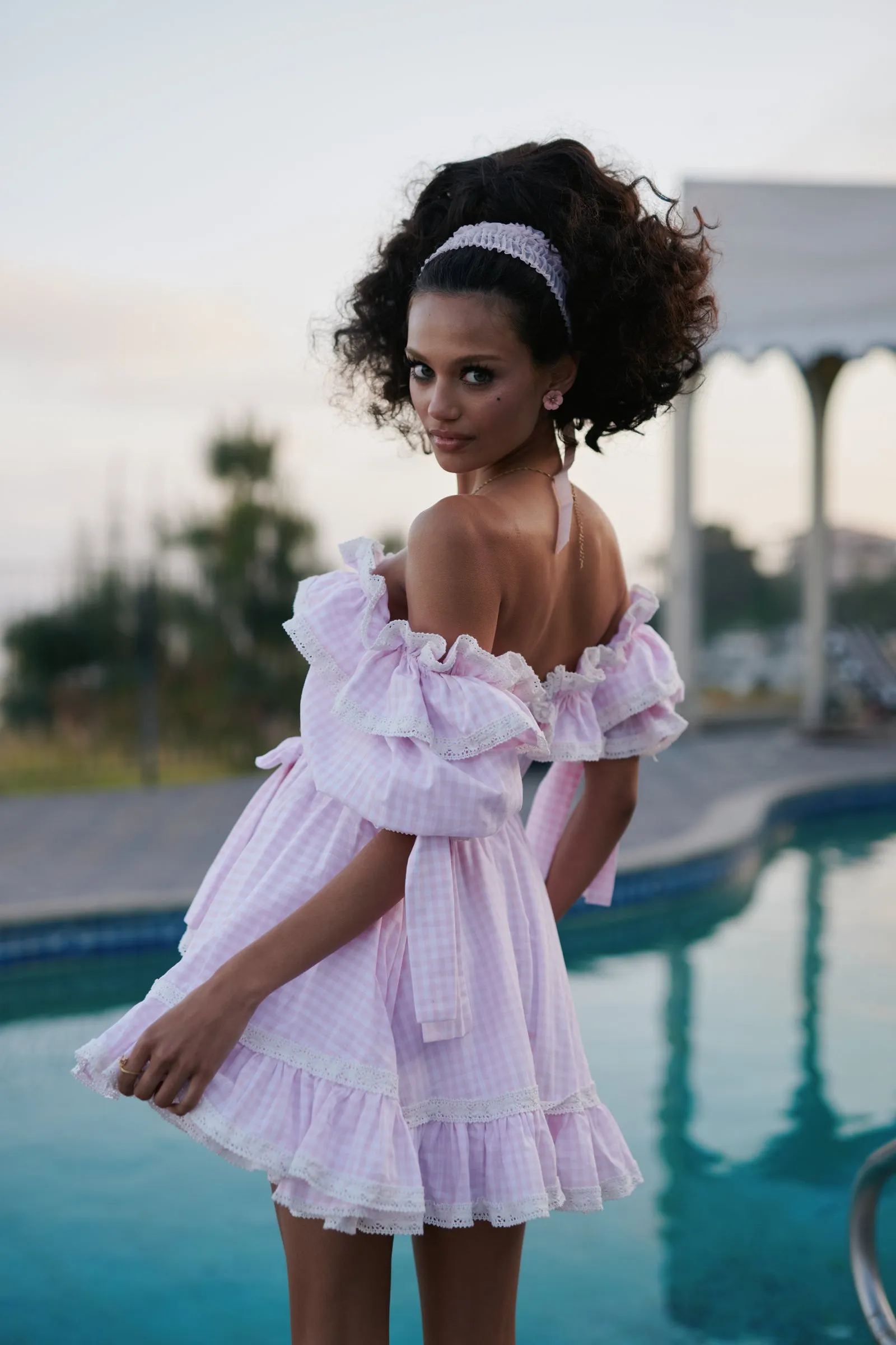 The Pink Gingham Mini Carriage Dress