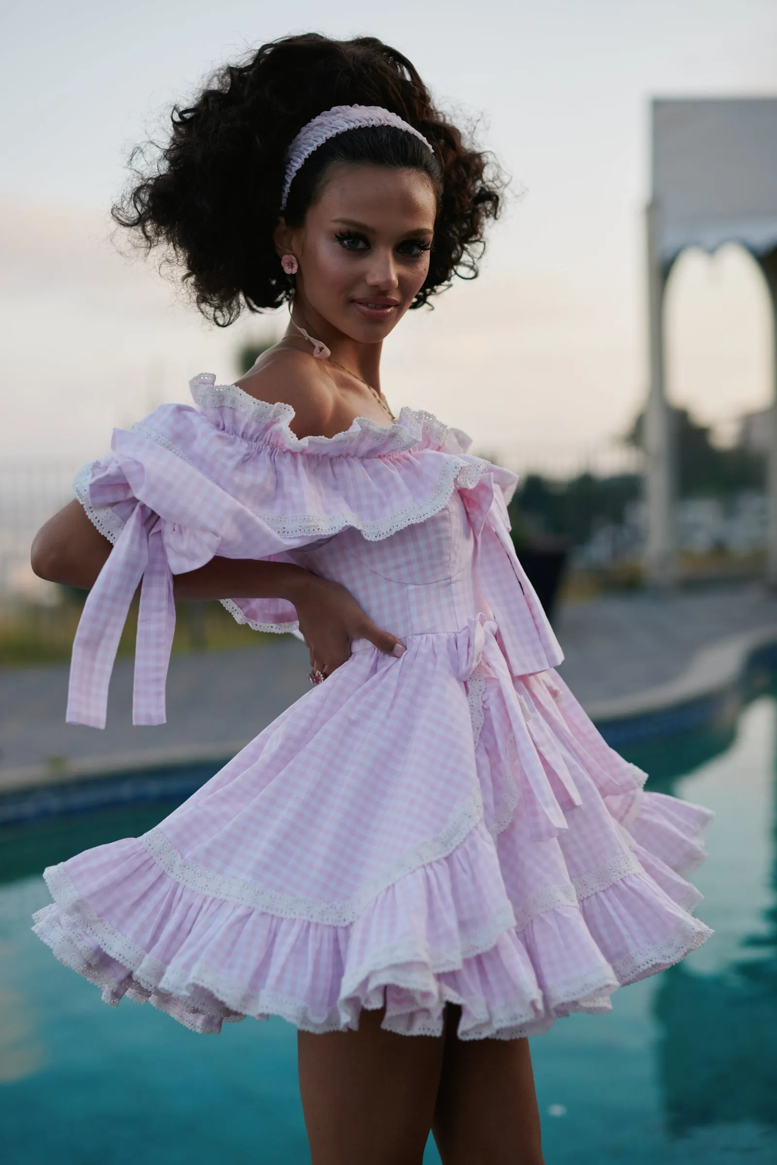 The Pink Gingham Mini Carriage Dress