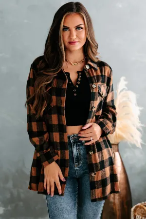 Trending Up Oversized Plaid Shacket (Camel/Black)